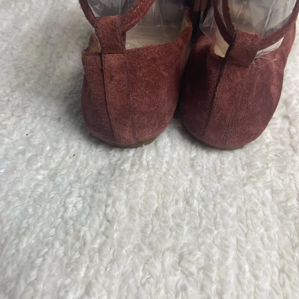 Madewell Brown leather Suede Ballet Flats lace up ankle wrap SZ9